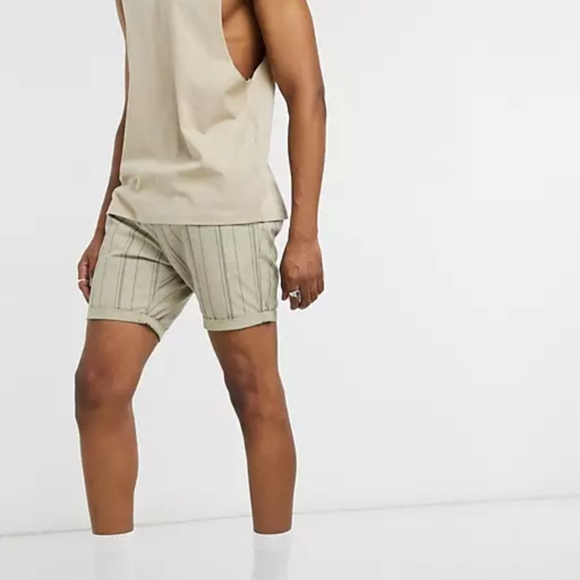 Brave Soul Drawstring Shorts in Beige Stripe 🆕️ - Picture 2 of 7